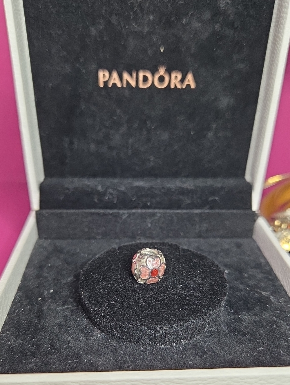 Retired Pandora Red & Pink Enamel Daisy Charm 790433ER